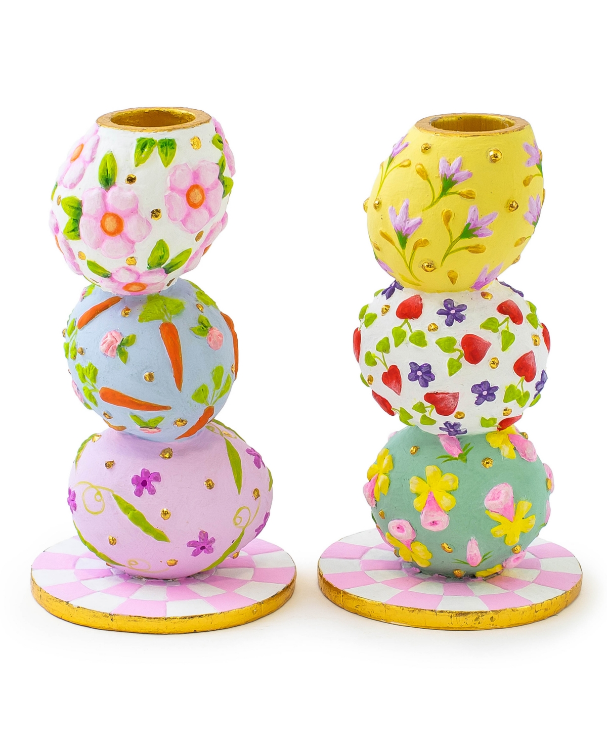 MACKENZIE-CHILDS PATIENCE BREWSTER EGG CANDLE HOLDERS, SET OF 2 