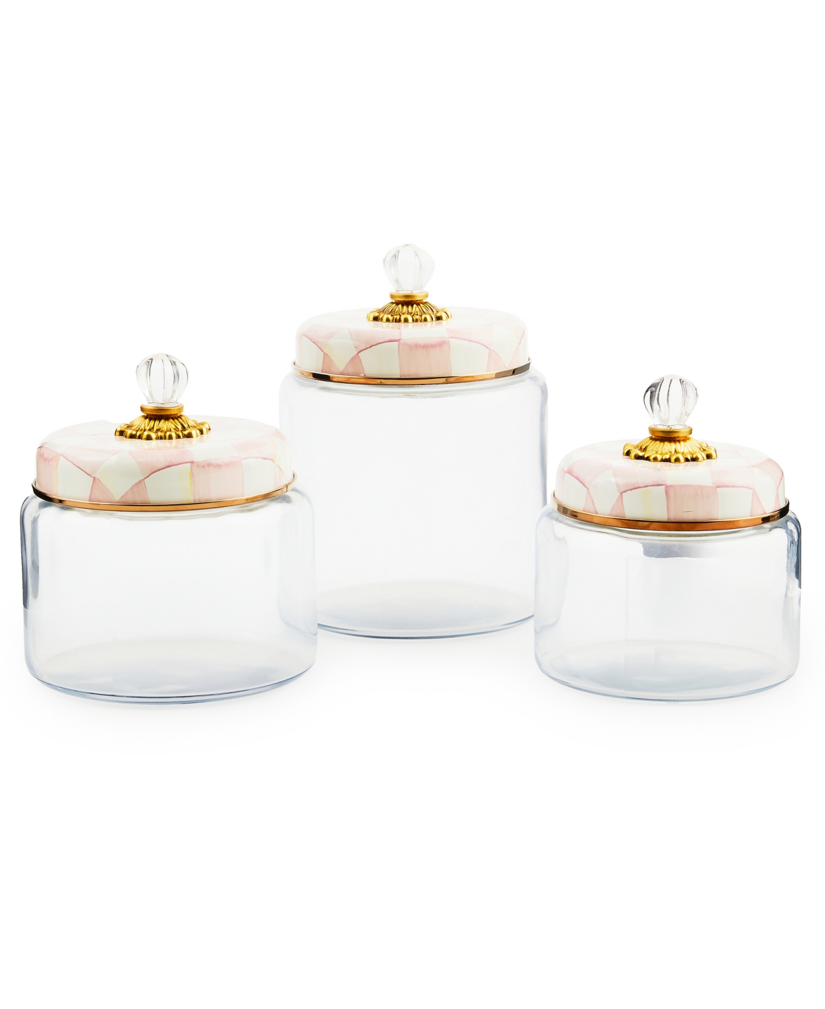 Mackenzie-childs Rosy Check Small Kitchen Canister In Clear
