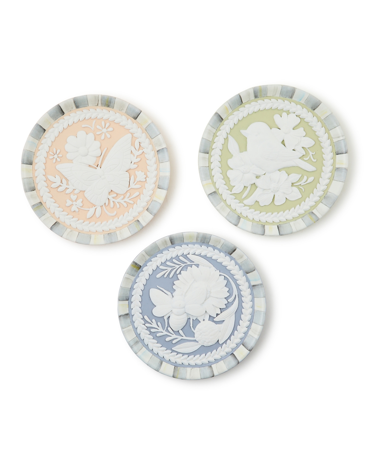 MACKENZIE-CHILDS CAMEO RESIN TRINKET TRAYS, SET OF 3 