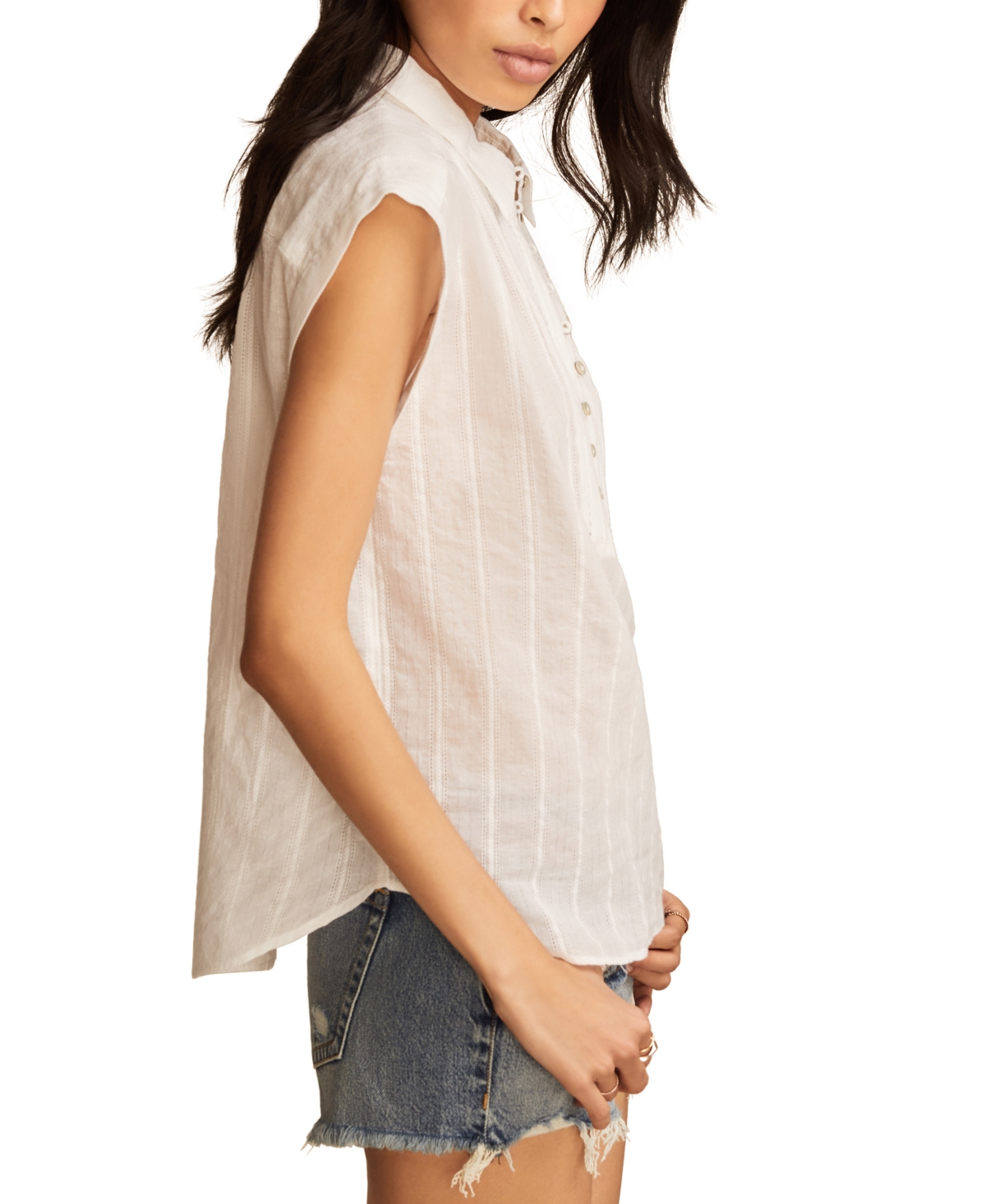 Lucky Brand Women's Button-Front Short-Sleeve Top