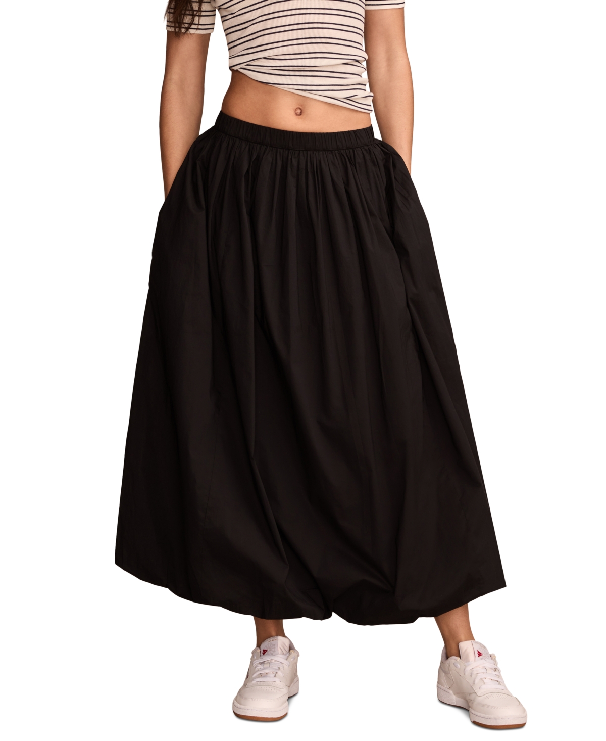 LUCKY BRAND WOMEN'S COTTON BUBBLE-HEM MAXI SKIRT 