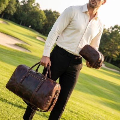 Epoch Leather Duffle Bag with Toiletry bag