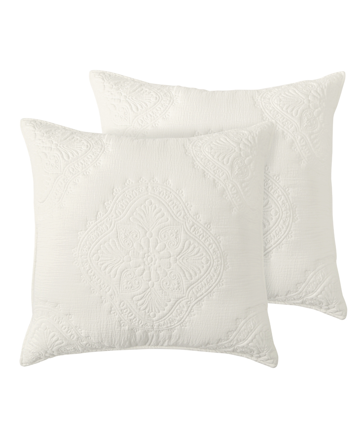 Muslin Stitch 2-Pc. Sham Set, European - Cream