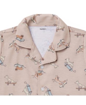Toddler Boys 2-Piece Button Up Pajama Set