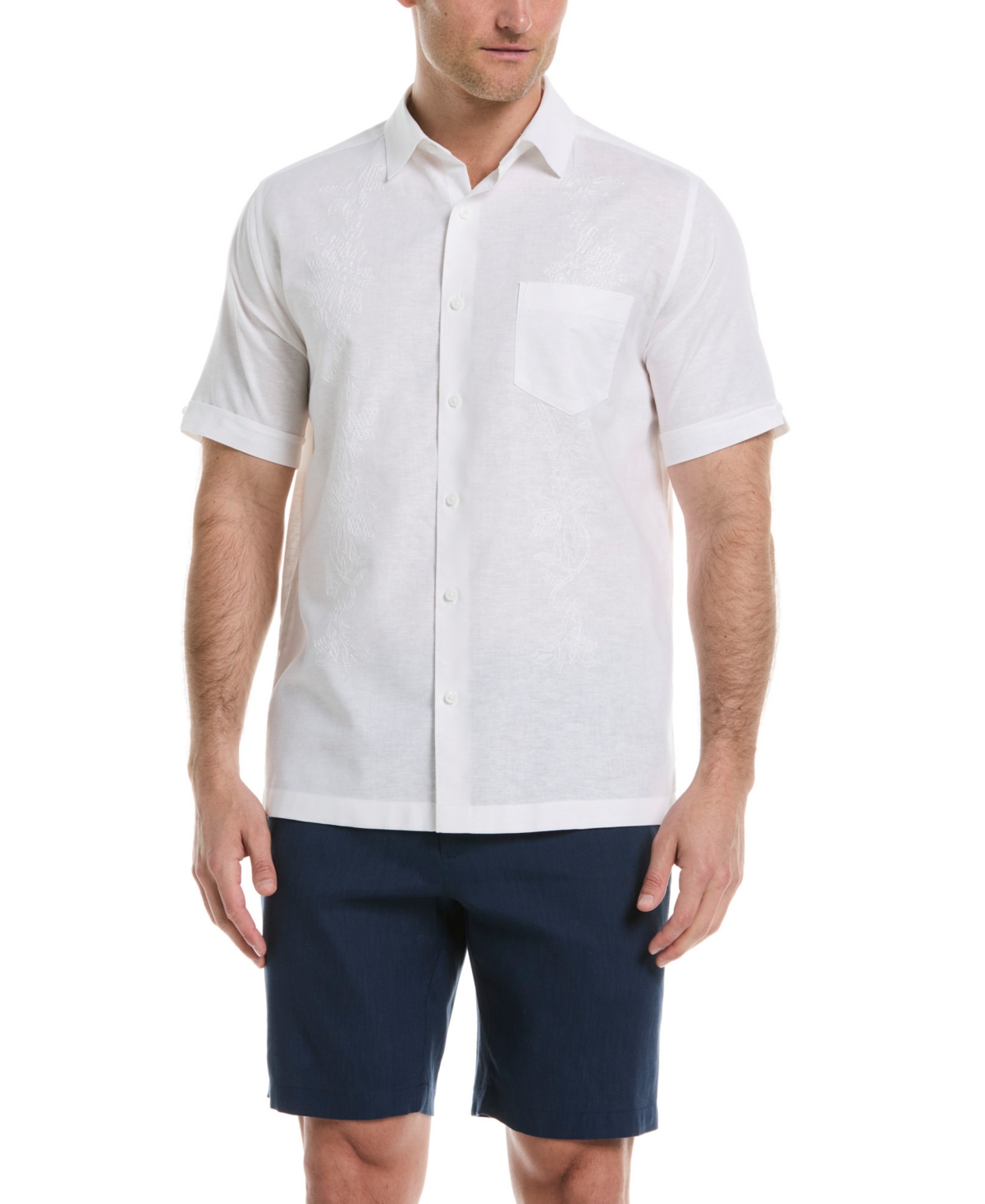 Men's Classic-Fit Tonal Embroidered Button-Down Shirt - Brilliant White