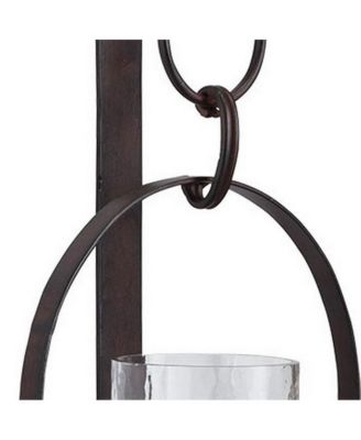 Wall Sconce with Hurricane Glass and Chain Design Holder for Elegant Lighting and Decor