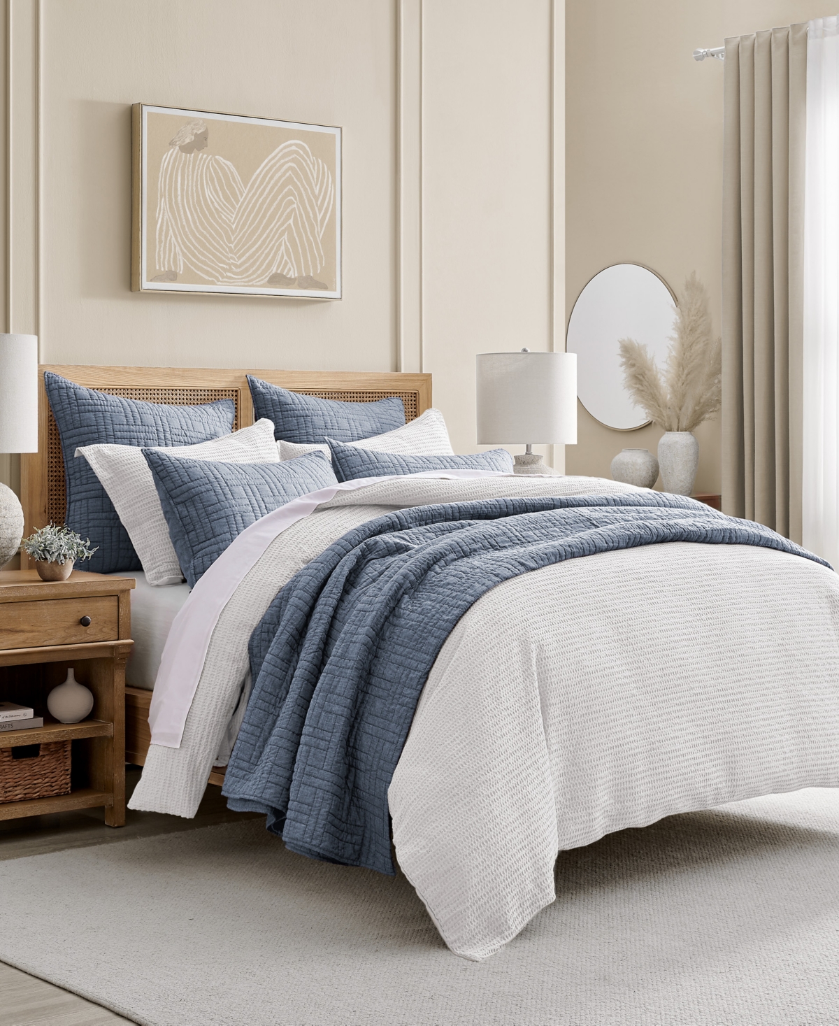 Levtex Melange Stitch Stitching 2-pc. Quilt Set, Twin/twin Xl In Chambray