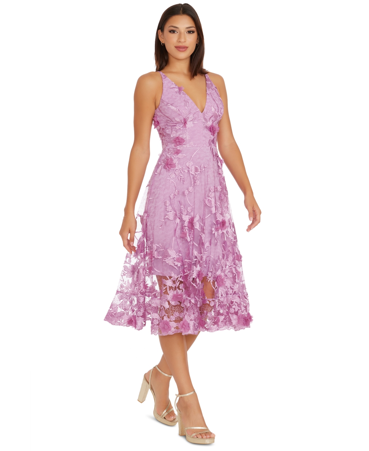 Shop Dress The Population Audrey Floral Applique Lace Dress In Lavender
