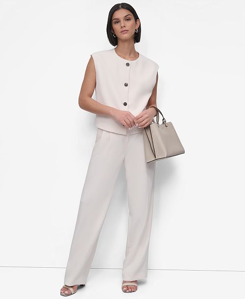 alfani DKNY Women's Aero Crepe Vest & Pleated Pants Women's Fashion Shoes & Accessories
