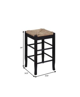 Counter Stool with Frame and Handwoven Rush Seat for Rustic and Comfortable Seating
