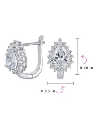 Timeless Elegant CZ Cubic Zirconia Stud Earrings Teardrop Huggie Sterling