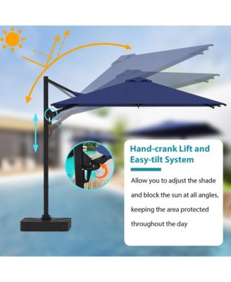 10 ft. Patio Umbrella Square Cantilever Umbrella, Outdoor Market Umbrella in Blue with 360° Rotation for Pool Lawn(without base)