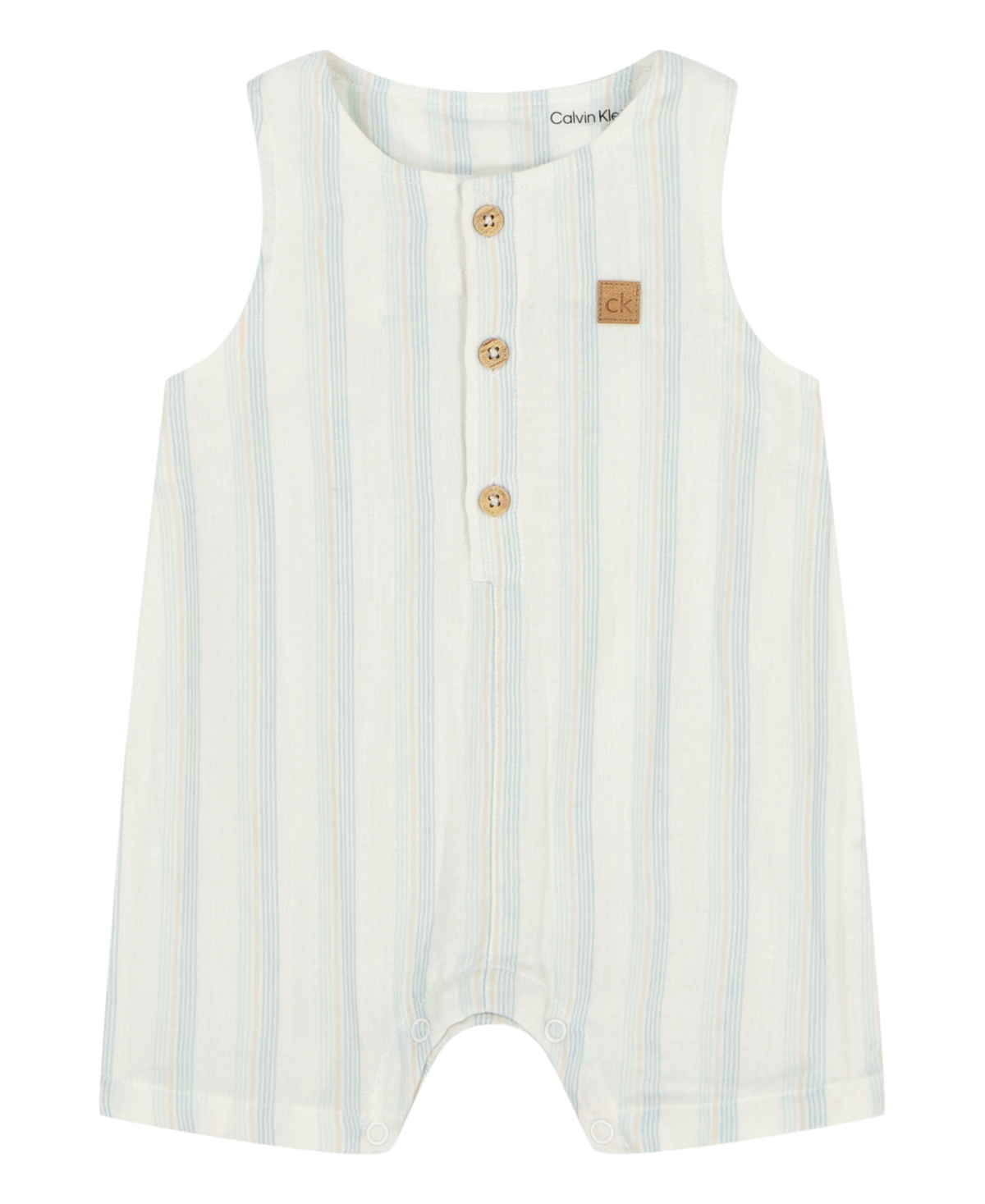 Calvin Klein Baby Boys Striped Gauze Sunsuit In Vanilla Ice Stripes