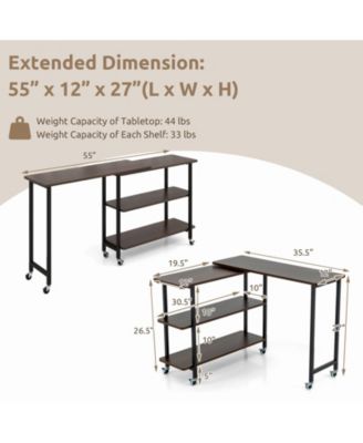 360° Rotating Sofa Side Table with 2-Tier Storage Shelves