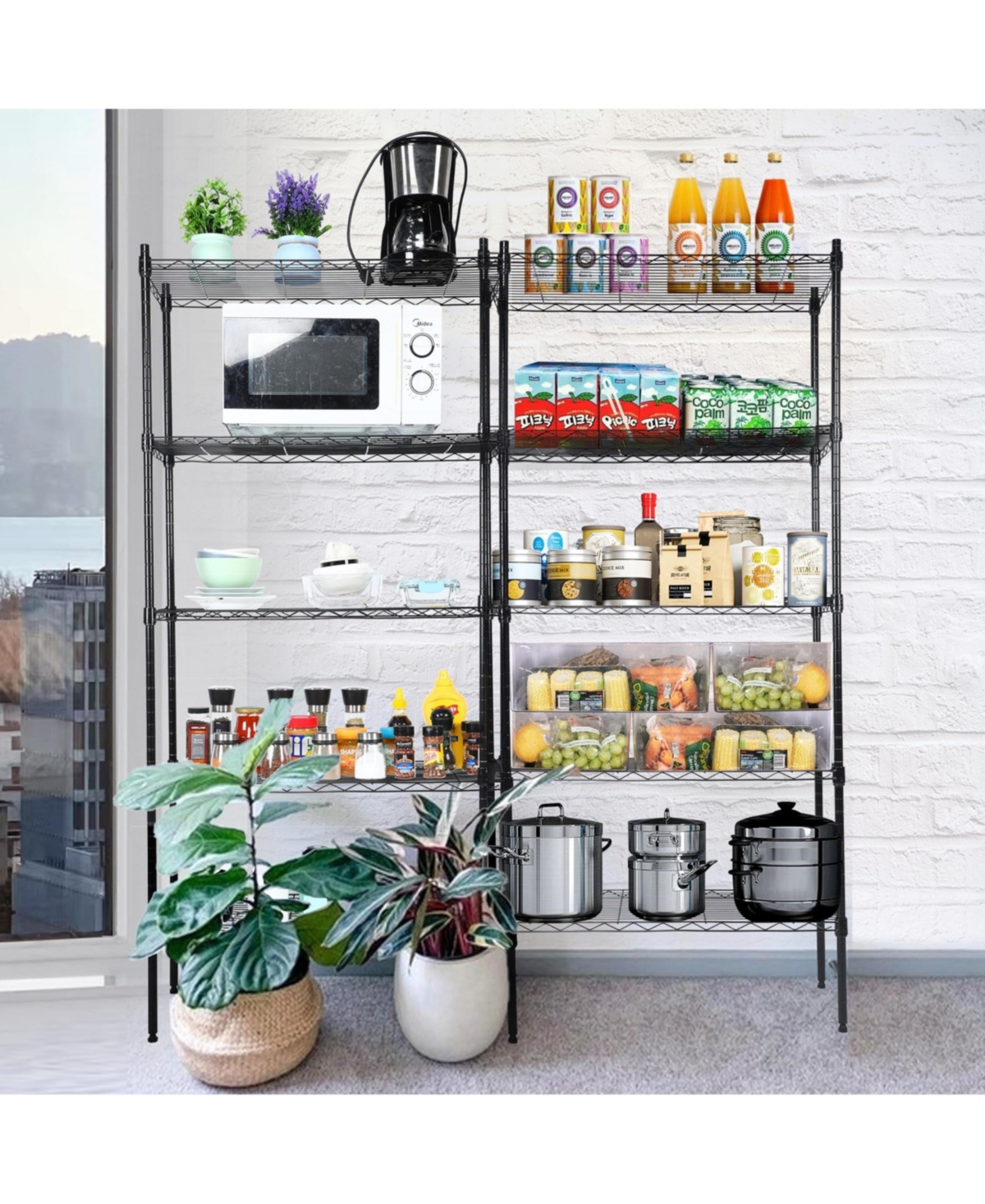 Heavy Duty 5-Tier Shelving Units Adjustable, Wire Shelf with 800 lbs Capacity (160 per Shelf), 24" D x 14" W x 59 "H, Black, 5 Levels,