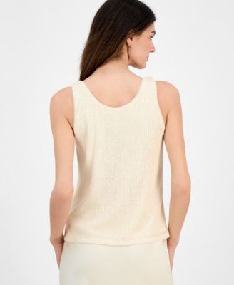 Women's Sequin Double-Scoop Sleeveless Tank