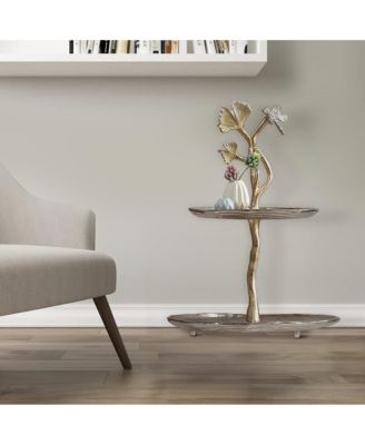 Elegant 2-Tier Cherry Blossom Accent Table for a Stylish and Floral Touch to Your Home Decor