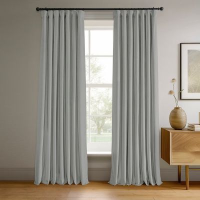 Half Price Drapes Reflection Grey Signature Velvet Blackout Curtain In Grey