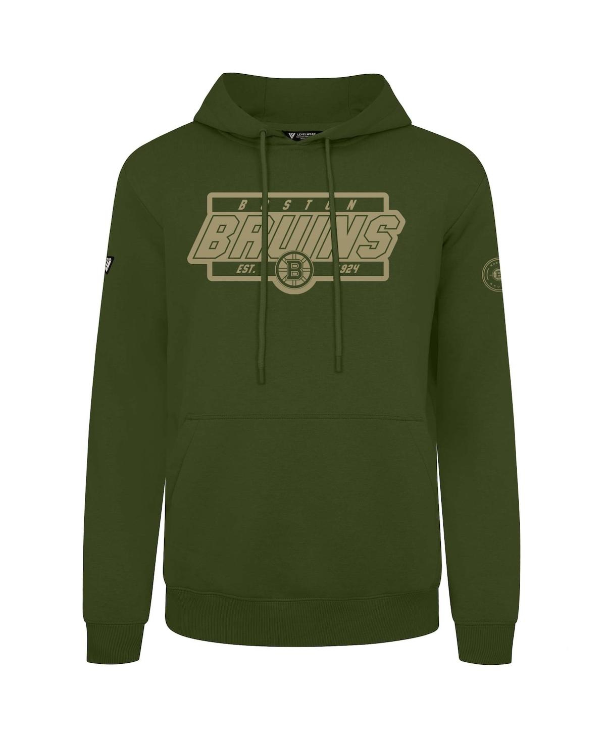 LevelWear Men's Olive Boston Bruins Podium Pullover Hoodie - Olive