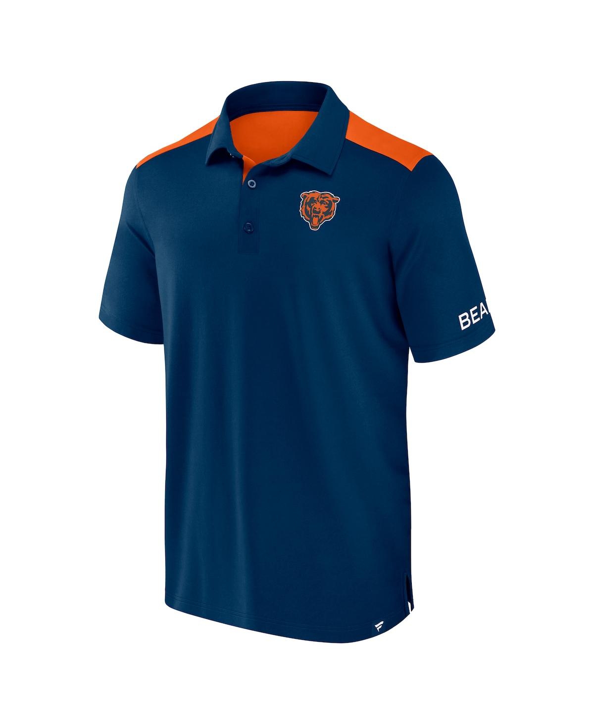 Fanatics Men's Navy/orange Chicago Bears Color Block Polo Shirt In Navy,orange