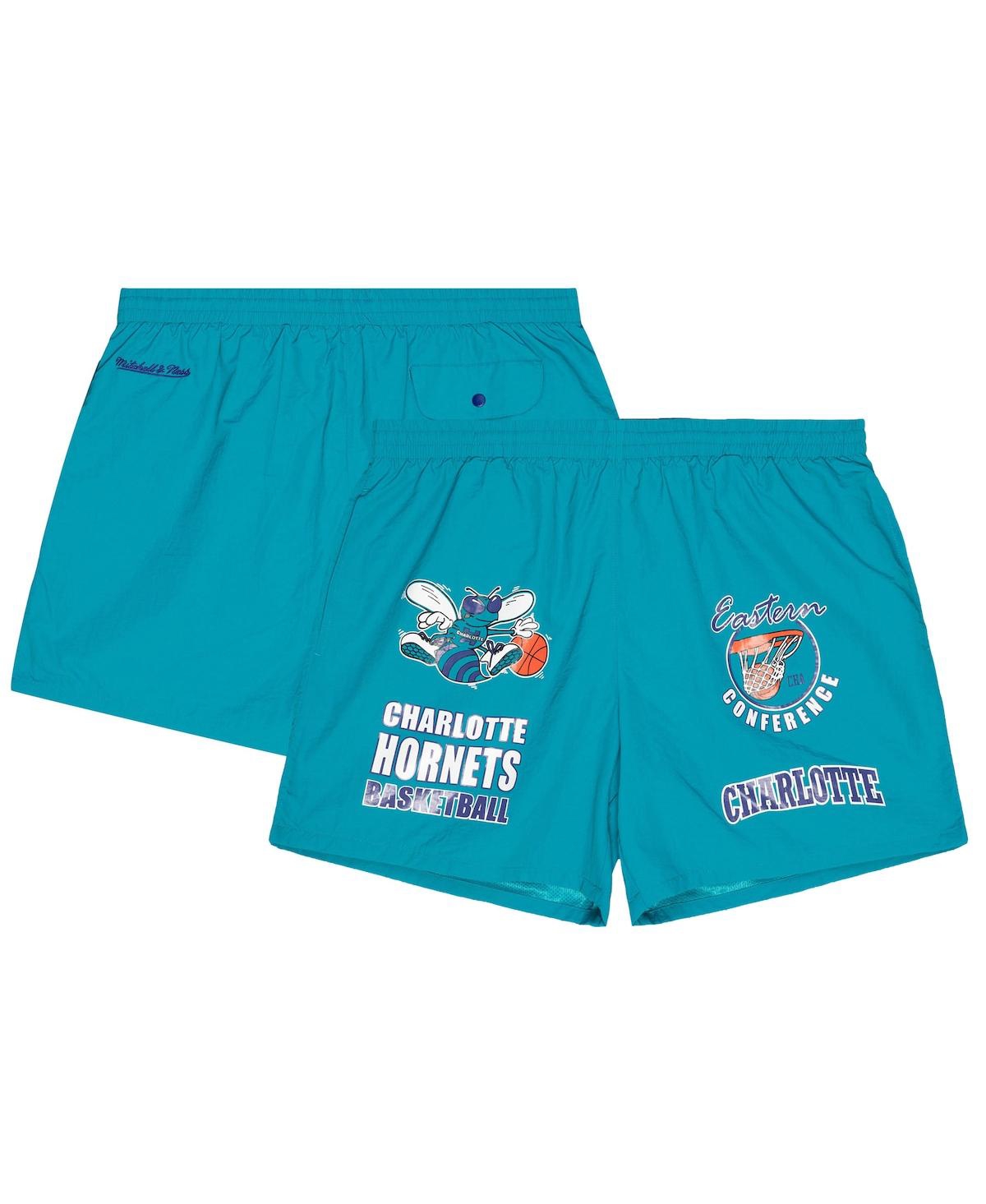 Mitchell & Ness Men's Teal Charlotte Hornets Woven Shorts In Teal