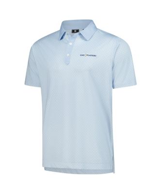 Men's Light Blue The Players Prodry Checker Print Lisle Polo Shirt