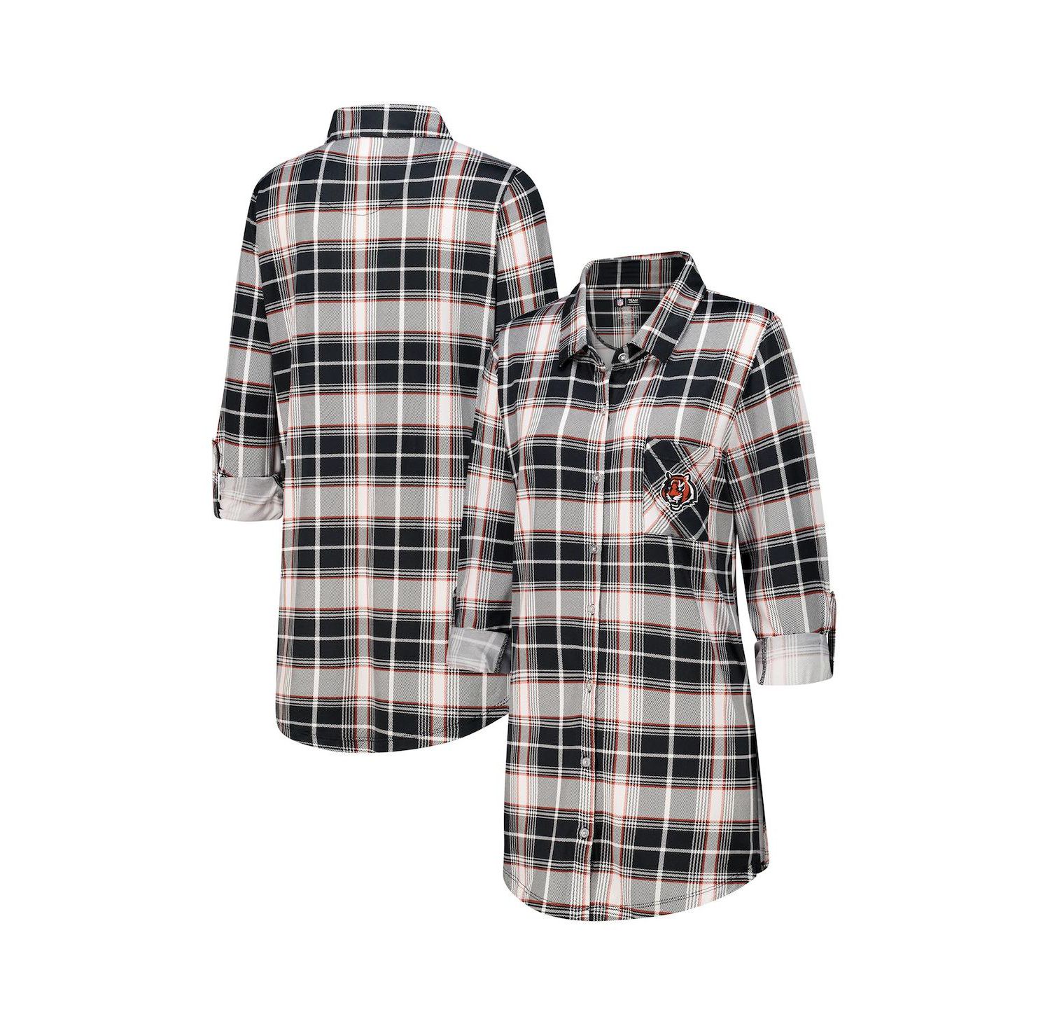 Women's Black Cincinnati Bengals Ashford Plaid Knit Nightshirt