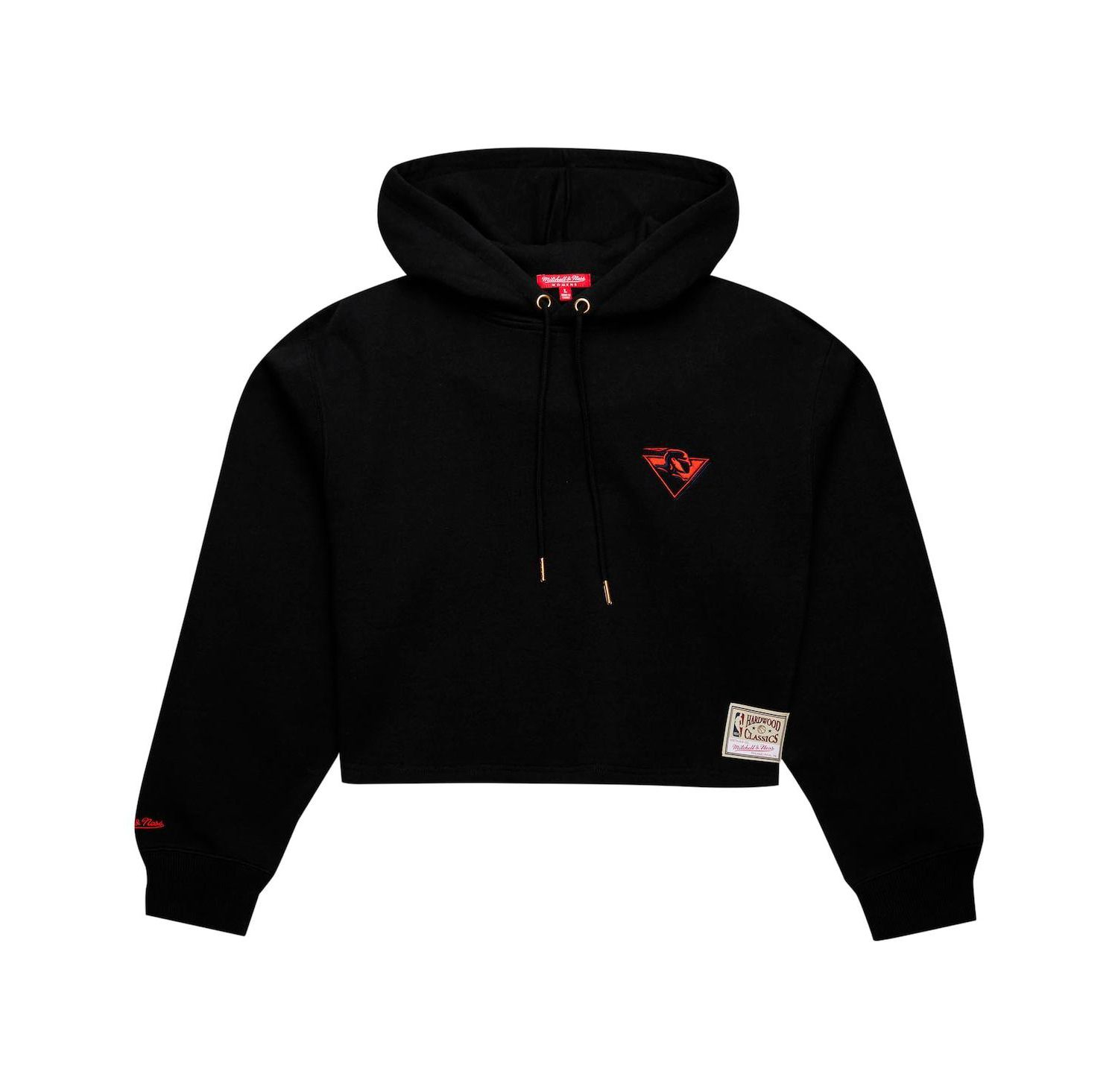 Women's Black Golden State Warriors Hardwood Classics Cropped Pullover Hoodie