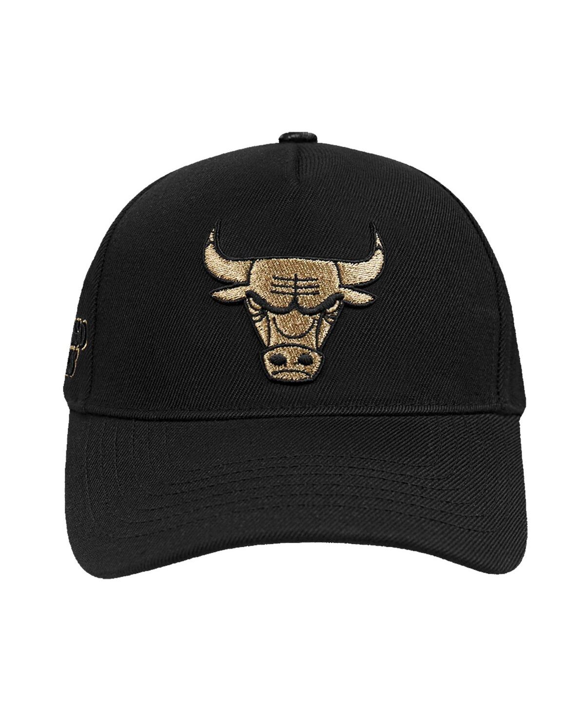 Shop Pro Standard Men's Black Chicago Bulls Metallic Logo Pinch Front Adjustable Hat
