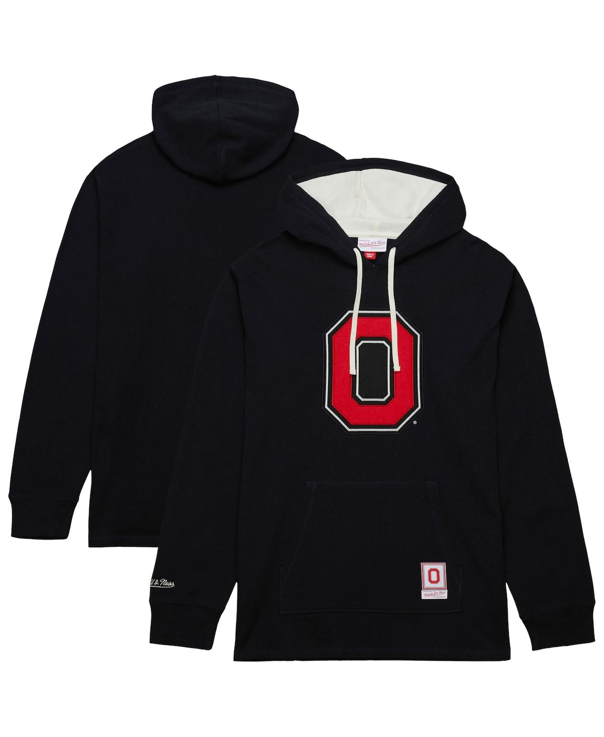 Mitchell & Ness Men's Black Ohio State Buckeyes Lightweight Thermal Pullover Hoodie In Black