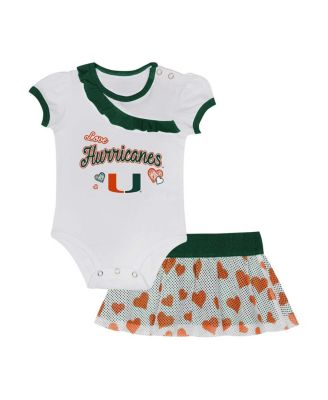 Outerstuff - Girls Baby Boys and Girls Miami Hurricanes Two-Piece Love My Team Bodysuit Skirt Set