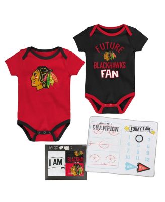 Outerstuff - Baby Boys and Girls Chicago Blackhawks 1 Draft Pick Newborn 2 Pack Creeper Blanket Set