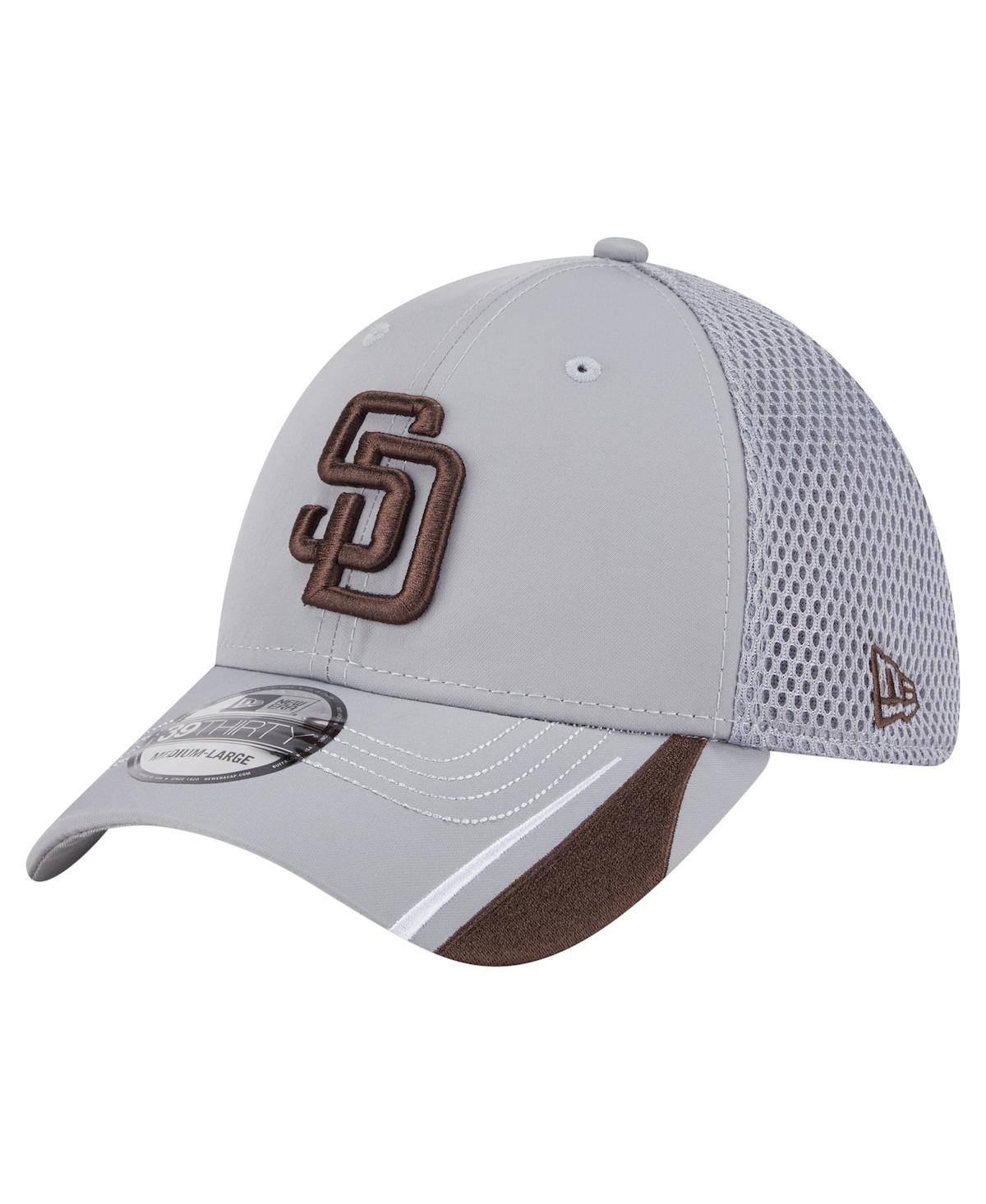 NEW ERA MEN'S GRAY SAN DIEGO PADRES LINEAR 39THIRTY FLEX-FIT HAT 