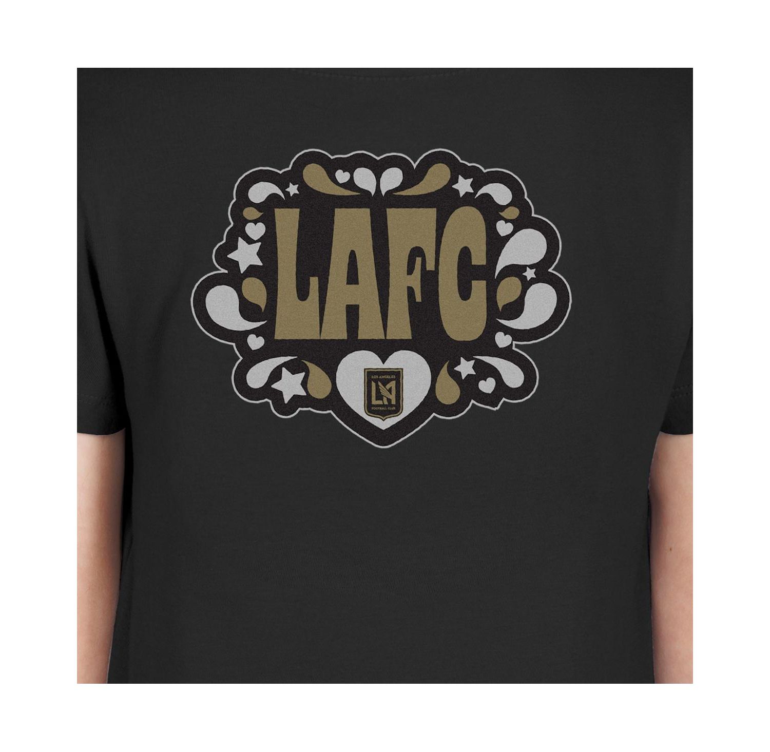 Big Girls Black LAFC Bubble Heart T-Shirt