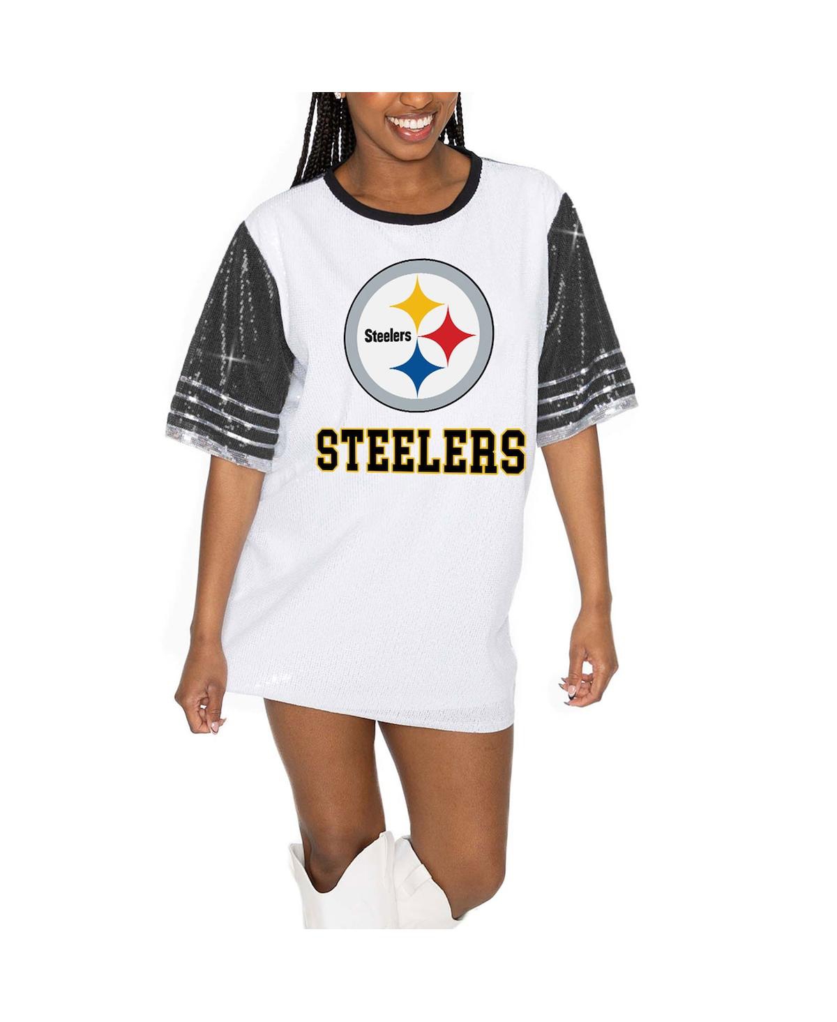 Gameday Couture Women's White/black Pittsburgh Steelers Bling It Full Sequin Jersey Dress In Multi