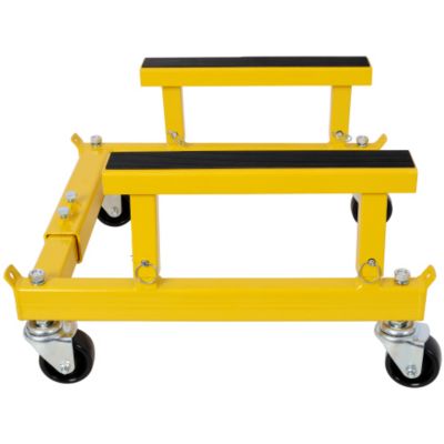 ATV Motorcycle Engine Cradle Dolly 1500lbs Capacity Adjustable Width Height Yellow