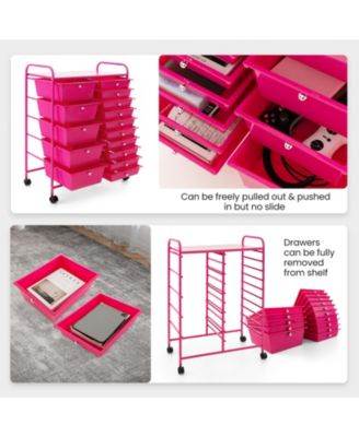 15-Drawer Utility Rolling Organizer Cart with Multi-Use Storage