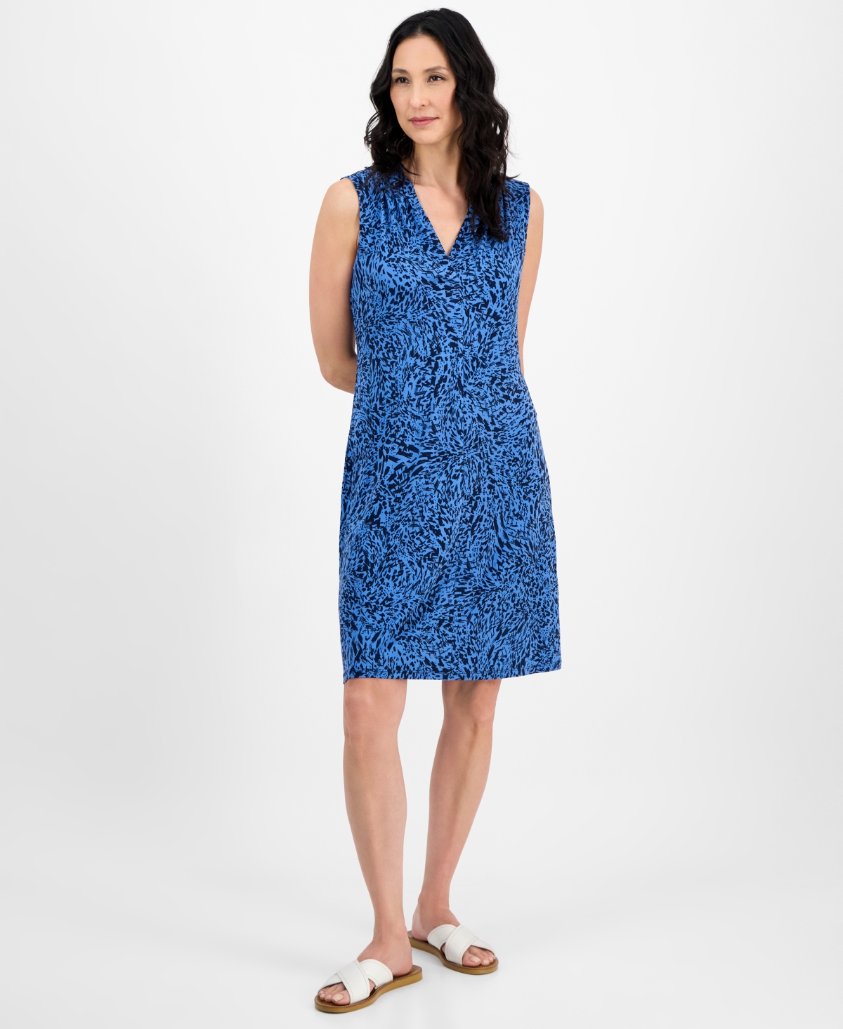 Jm Collection Women's Printed V-neck Sleeveless Dress, Exclusively At Macy's