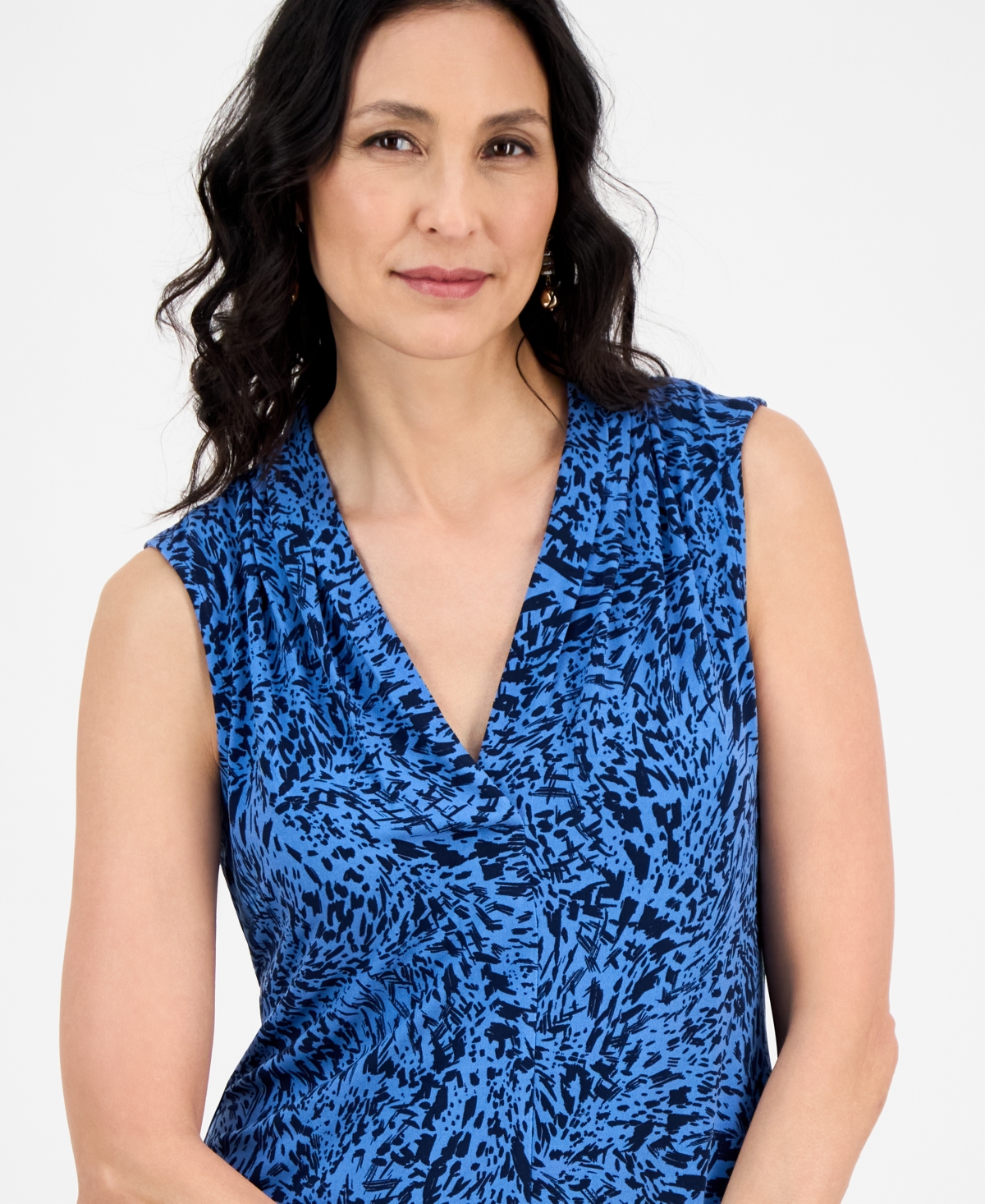 Jm Collection Women's Printed V-neck Sleeveless Dress, Exclusively At Macy's