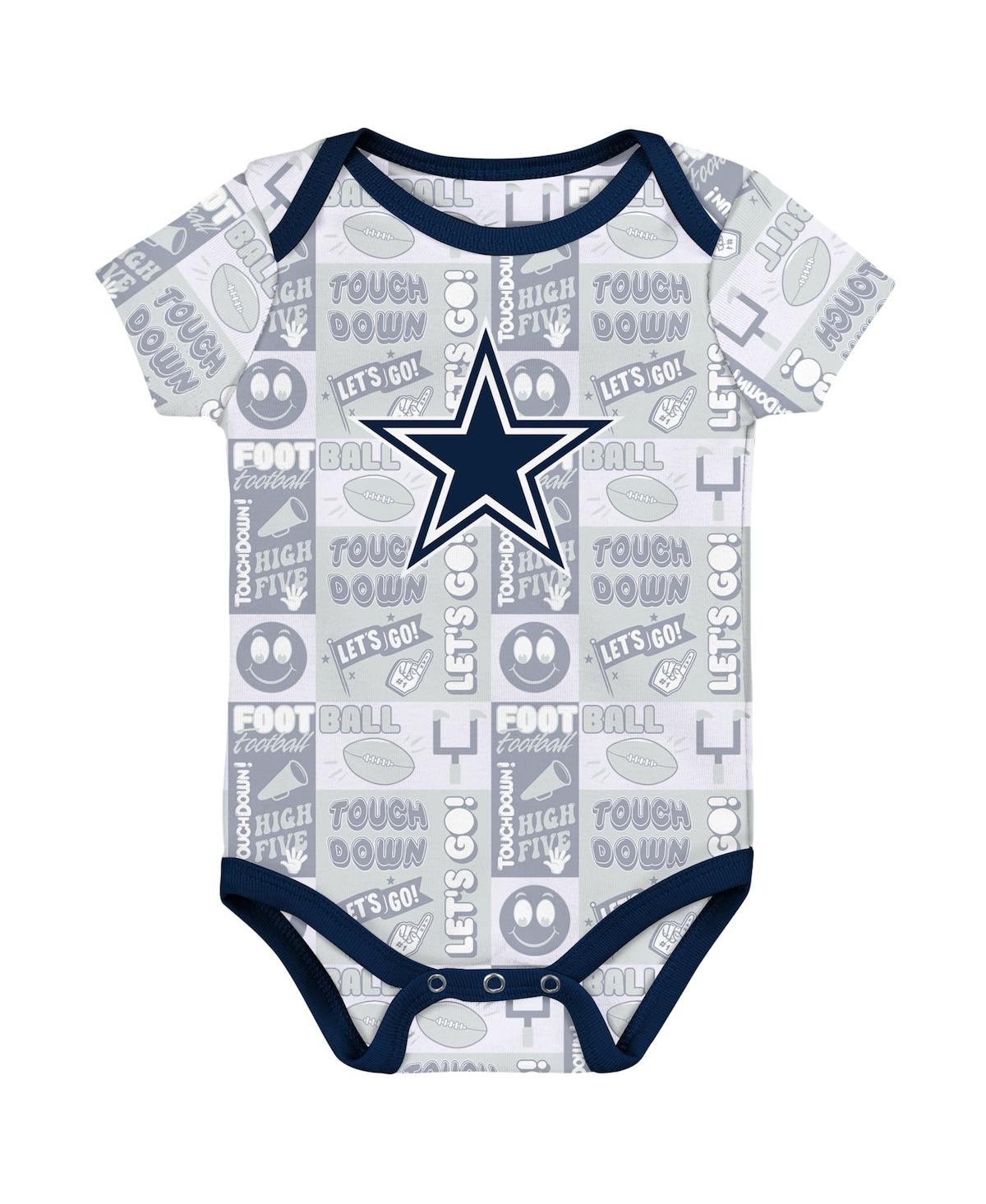 Outerstuff Baby Boys And Girls Dallas Cowboys Play Day Bodysuit, Set Of 3 In Navy,gray