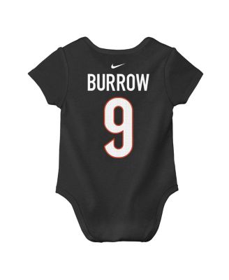 Baby Boys and Girls Joe Burrow Black Cincinnati Bengals Player Name Number Bodysuit
