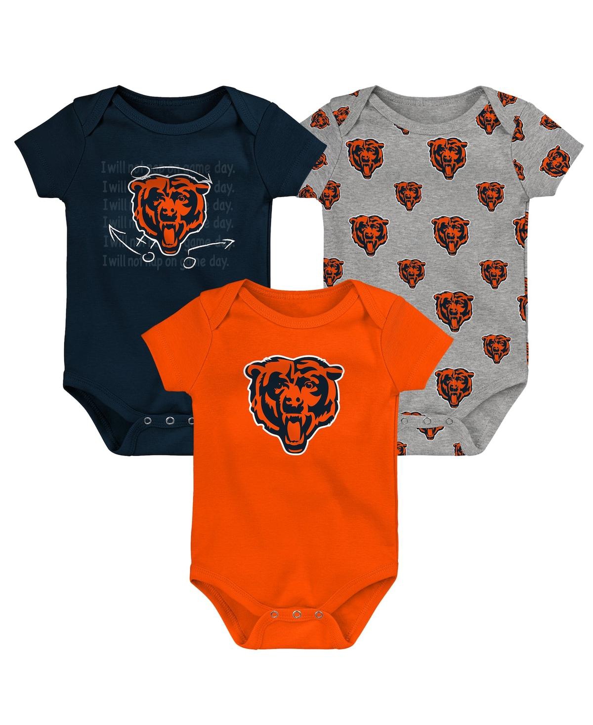 Outerstuff Baby Boys And Girls Chicago Bears Team Starter Bodysuit, Set Of 3 In Navy
