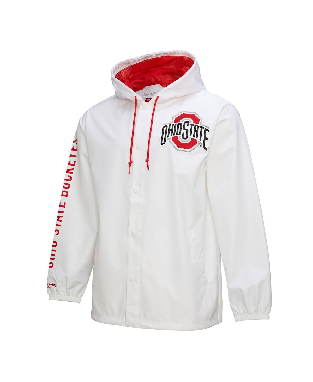 Mitchell & Ness Men's White Ohio State Buckeyes Coaches Full-snap Hoodie Jacket In White