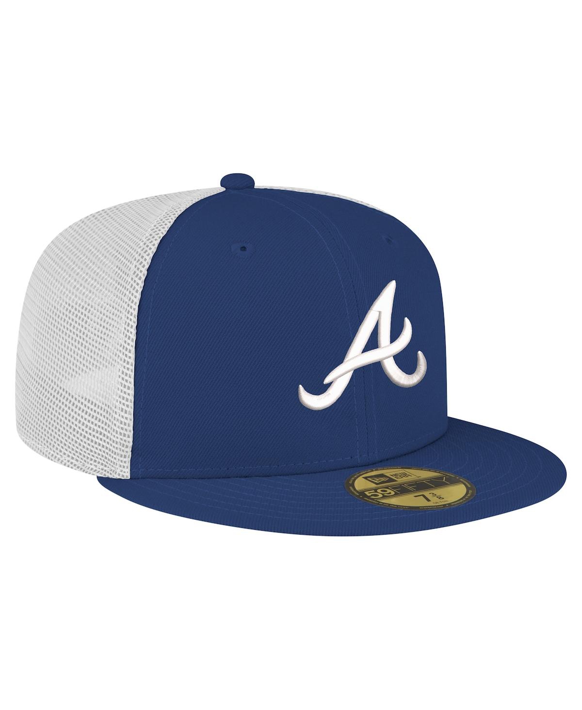 New Era Men's Navy Atlanta Braves Team Color 59fifty Trucker Fitted Hat In Navy