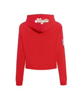 Women's Red Memphis Grizzlies 2024/25 City Edition Chenille Applique Cropped Pullover Hoodie