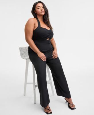 Trendy Plus Size Halter Jumpsuit, Exclusively at Macy's