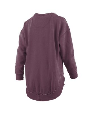 Women's Maroon Virginia Tech Hokies Melange Poncho Vintage Fleece Long Sleeve Pullover Sweatshirt