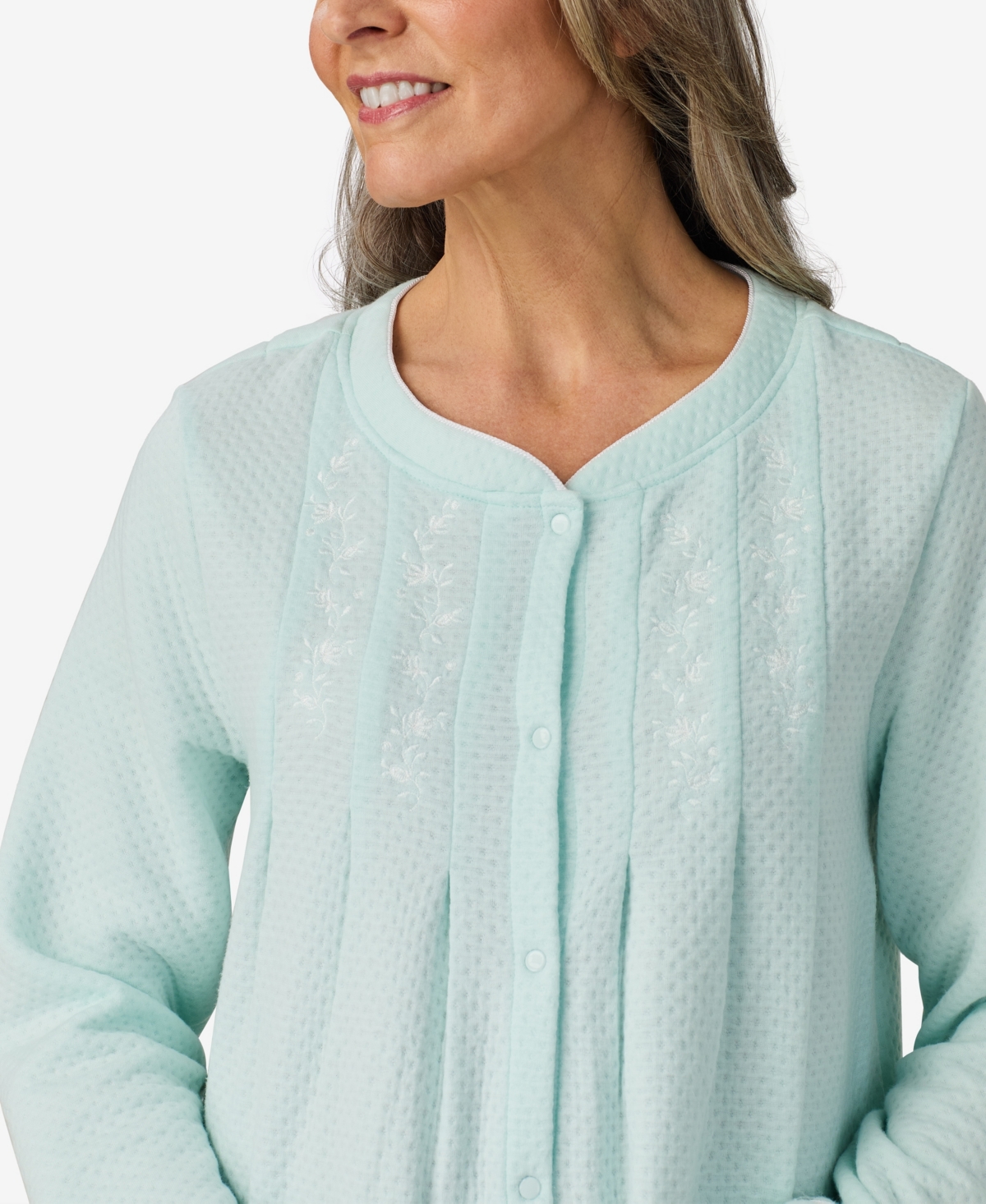 ARIA WOMEN'S LONG SLEEVE WALTZ SNAP FRONT MINT ROBE 