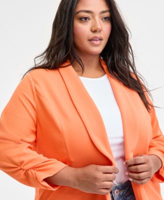 Trendy Plus Size Knit Drape-Front Blazer, Created for Macy's