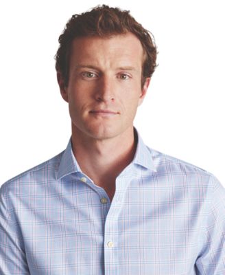 Men's Slim-Fit Non-Iron Prince of Wales Check Twill Dress Shirt